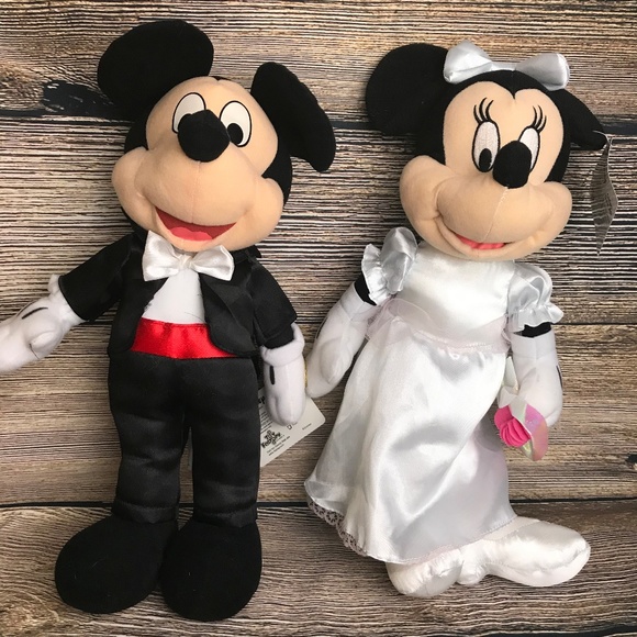 mickey and minnie bride and groom plush